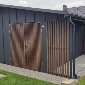 Domek ogrodowy narzędziowy 7x4,5 na rąbek antracyt