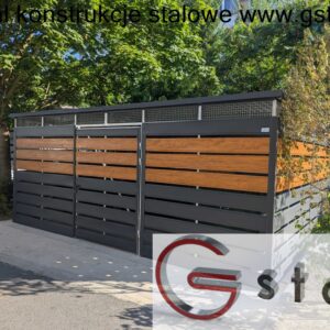 wiata śmietnikowa panelowa 550x450 antracyt + multigloss