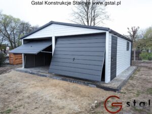 garaż 6x6 biały antracyt drzwi okno rynny