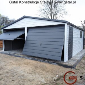garaż 6x6 biały antracyt drzwi okno rynny