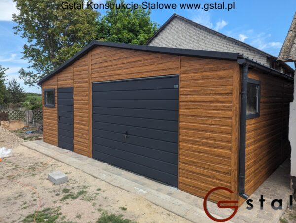 garaż blaszany 7x6 multigloss drzwi + 4xokno, T-35 antracyt 7016 - obrazek 2