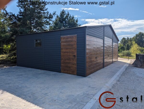 garaż blaszany 9x6 antracyt multigloss wyższy - obrazek 2