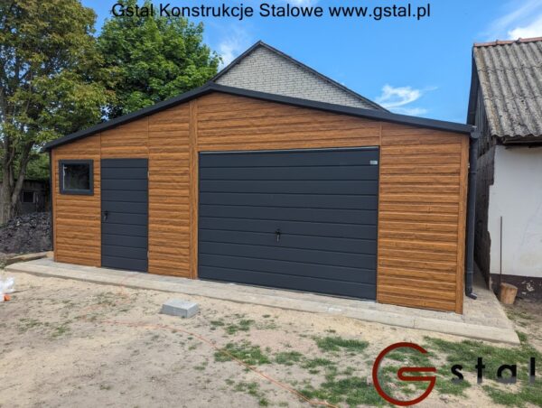 garaż blaszany 7x6 multigloss drzwi + 4xokno, T-35 antracyt 7016 - obrazek 5