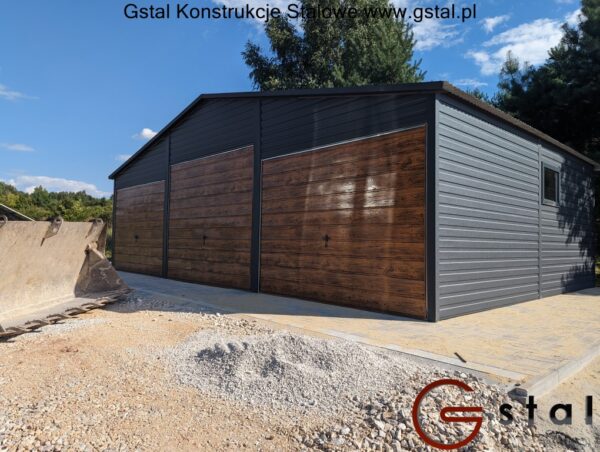 garaż blaszany 9x6 antracyt multigloss wyższy - obrazek 4