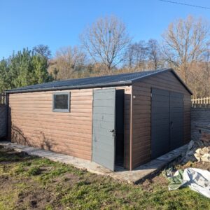 garaż blaszany 5x6 orzech