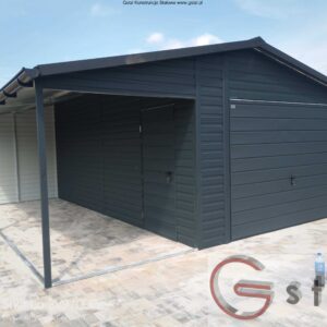 garaż blaszany z wiatą 7x6