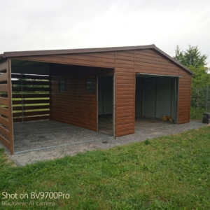 garaż blaszany z wiatą
