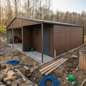 garaż blaszany z wnęką 9x7