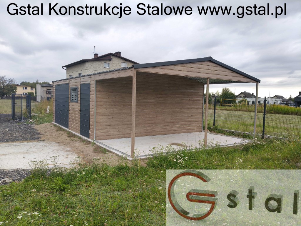 garaż z wiatą