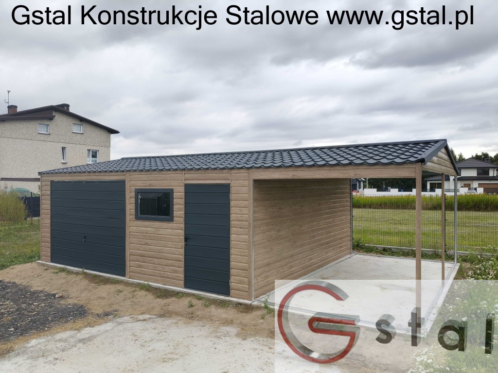 garaż z blachodachówka